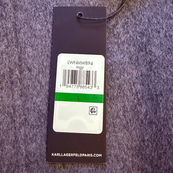 KARL LAGERFLED PARIS GRAY WOOL BLEND COAT WITH FAUX FUR COLLAR ~ NWT - Picture 5 of 12